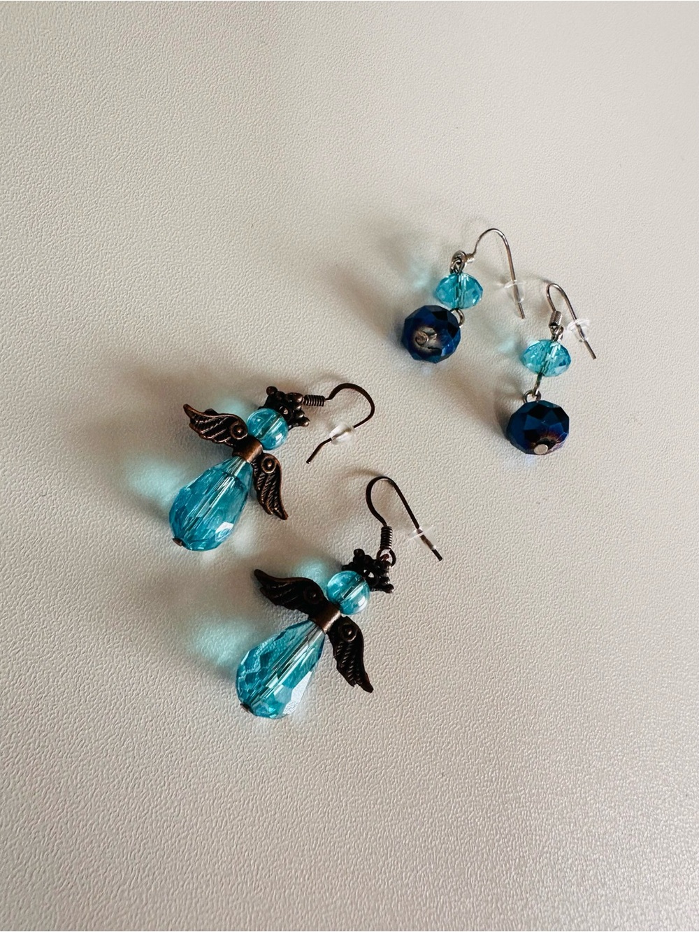 Handmade Turquoise Crystal Angel Drop Earrings by